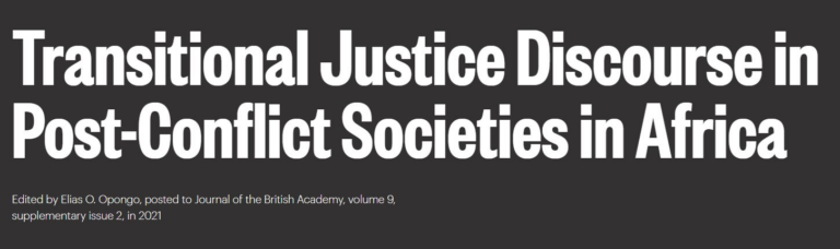 Transitional Justice Discourse in Post-Conflict Societies in Africa